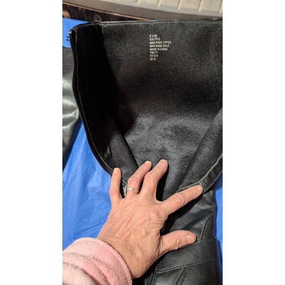 Womens sz 8.5 black knee high boc boots leather upper with  Zipper & buckle US - Picture 5 of 10